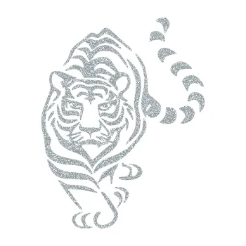 Polep vozidla SAMOLEPKA Tygr 008 levá (91 - Ultra Metalic stříbrná metalíza) NA AUTO, NÁLEPKA, FÓLIE, POLEP, TUNING, VLASTNÍ TEXT, TISK, AUTOSAMOLEPKY.cz, POLEPY, OBRÁZEK, LOGO, SAMOLEPKY