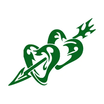 Samolepící dekorace Srdíčka 001 levá se šípem (20 - tmavě zelená) SAMOLEPKA NA AUTO, NÁLEPKA, FÓLIE, POLEP, TUNING, VLASTNÍ TEXT, TISK, AUTOSAMOLEPKY.cz, POLEPY, OBRÁZEK, LOGO, 3D STICKERS