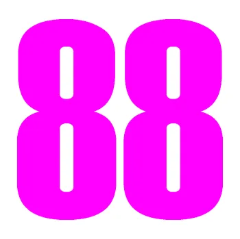 Samolepicí dekorace na vozidlo Startovní číslo 88 typ 2 (72 - Fluorescentní růžová) SAMOLEPKA NA AUTO, NÁLEPKA, FÓLIE, POLEP, TUNING, VLASTNÍ TEXT, TISK, AUTOSAMOLEPKY.cz, POLEPY, OBRÁZEK, LOGO, 3D STICKERS