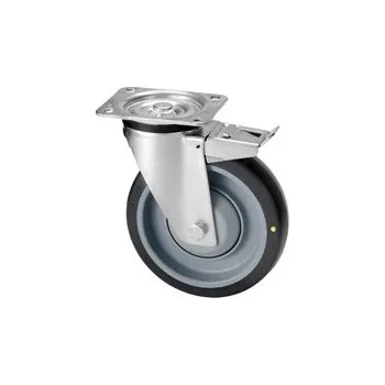 Pojezdové kolečko DHK 080/GRD Otočné kolo s šedou antistatickou obručí s brzdou 0221870