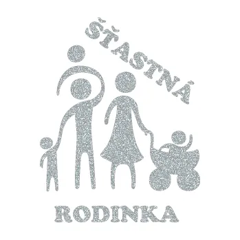 samolepka Šťastná rodinka (91 - Ultra Metalic stříbrná metalíza) SAMOLEPKA NA AUTO, NÁLEPKA, FÓLIE, POLEP, TUNING, VLASTNÍ TEXT, TISK, AUTOSAMOLEPKY.cz, POLEPY, OBRÁZEK, LOGO, 3D STICKERS