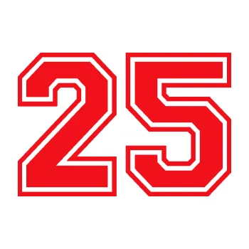 Polep vozidla SAMOLEPKA Startovní číslo 25 typ 4 (10 - červená) NA AUTO, NÁLEPKA, FÓLIE, POLEP, TUNING, VLASTNÍ TEXT, TISK, AUTOSAMOLEPKY.cz, POLEPY, OBRÁZEK, LOGO, SAMOLEPKY
