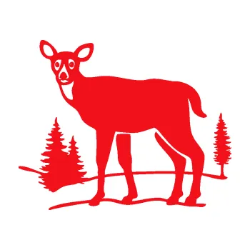 Samolepící dekorace SAMOLEPKA Srna 002 levá s krajinou (10 - červená) NA AUTO, NÁLEPKA, FÓLIE, POLEP, TUNING, VLASTNÍ TEXT, TISK, AUTOSAMOLEPKY.cz, POLEPY, OBRÁZEK, LOGO, SAMOLEPKY