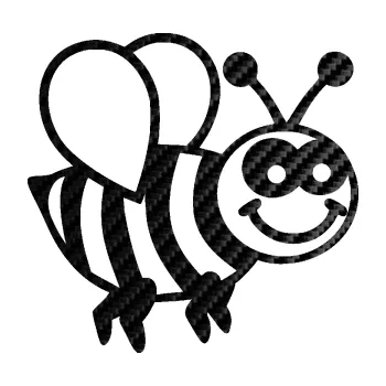 Samolepící dekorace SAMOLEPKA Včela 003 pravá happy (50 - 3D karbon černý) NA AUTO, NÁLEPKA, FÓLIE, POLEP, TUNING, VLASTNÍ TEXT, TISK, AUTOSAMOLEPKY.cz, POLEPY, OBRÁZEK, LOGO, SAMOLEPKY
