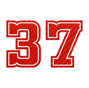 Polep vozidla Startovní číslo 37 typ 5 (53 - 3D karbon červený) SAMOLEPKA NA AUTO, NÁLEPKA, FÓLIE, POLEP, TUNING, VLASTNÍ TEXT, TISK, AUTOSAMOLEPKY.cz, POLEPY, OBRÁZEK, LOGO, 3D STICKERS