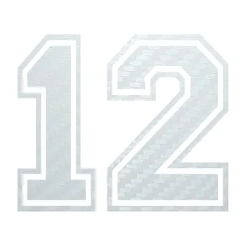 Polep vozidla SAMOLEPKA Startovní číslo 12 typ 4 (51 - 3D karbon bílý) NA AUTO, NÁLEPKA, FÓLIE, POLEP, TUNING, VLASTNÍ TEXT, TISK, AUTOSAMOLEPKY.cz, POLEPY, OBRÁZEK, LOGO, SAMOLEPKY