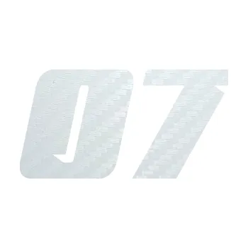 Polep vozidla Startovní číslo 07 typ 6 (51 - 3D karbon bílý) SAMOLEPKA NA AUTO, NÁLEPKA, FÓLIE, POLEP, TUNING, VLASTNÍ TEXT, TISK, AUTOSAMOLEPKY.cz, POLEPY, OBRÁZEK, LOGO, 3D STICKERS
