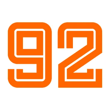 Polep vozidla Startovní číslo 92 typ 7 (73 - Fluorescentní oranžová) SAMOLEPKA NA AUTO, NÁLEPKA, FÓLIE, POLEP, TUNING, VLASTNÍ TEXT, TISK, AUTOSAMOLEPKY.cz, POLEPY, OBRÁZEK, LOGO, 3D STICKERS