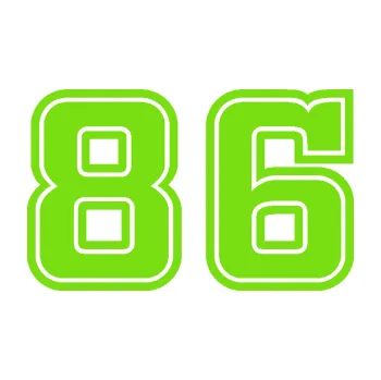 Polep vozidla Startovní číslo 86 typ 5 (04 - zelená kawasaki) SAMOLEPKA NA AUTO, NÁLEPKA, FÓLIE, POLEP, TUNING, VLASTNÍ TEXT, TISK, AUTOSAMOLEPKY.cz, POLEPY, OBRÁZEK, LOGO, 3D STICKERS