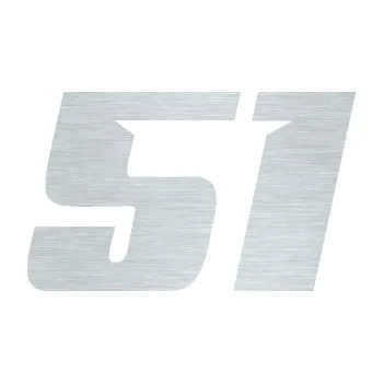 Polep vozidla Startovní číslo 51 typ 6 (61 - škrábaný hliník) SAMOLEPKA NA AUTO, NÁLEPKA, FÓLIE, POLEP, TUNING, VLASTNÍ TEXT, TISK, AUTOSAMOLEPKY.cz, POLEPY, OBRÁZEK, LOGO, 3D STICKERS