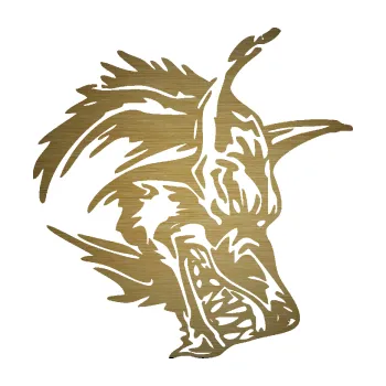 Polep vozidla Vlk 004 pravá (64 - škrábaný kov zlatý) SAMOLEPKA NA AUTO, NÁLEPKA, FÓLIE, POLEP, TUNING, VLASTNÍ TEXT, TISK, AUTOSAMOLEPKY.cz, POLEPY, OBRÁZEK, LOGO, 3D STICKERS