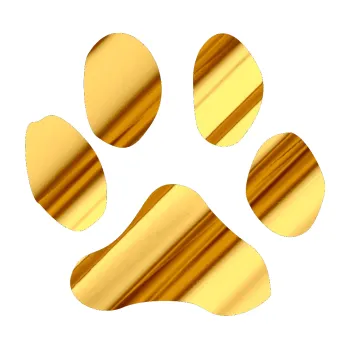 Samolepící dekorace Tlapka 001 levá (81 - chrom fólie zlatá zrcadlová) SAMOLEPKA NA AUTO, NÁLEPKA, FÓLIE, POLEP, TUNING, VLASTNÍ TEXT, TISK, AUTOSAMOLEPKY.cz, POLEPY, OBRÁZEK, LOGO, 3D STICKERS