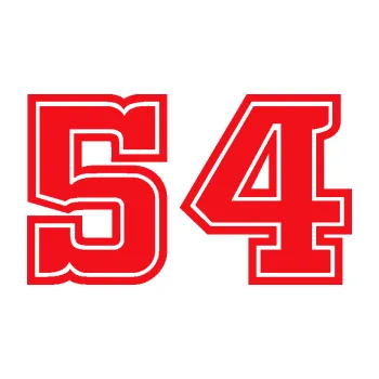 Polep vozidla SAMOLEPKA Startovní číslo 54 typ 5 (10 - červená) NA AUTO, NÁLEPKA, FÓLIE, POLEP, TUNING, VLASTNÍ TEXT, TISK, AUTOSAMOLEPKY.cz, POLEPY, OBRÁZEK, LOGO, SAMOLEPKY