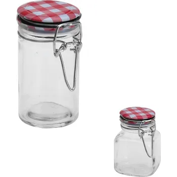 Dóza na potraviny Dóza sklo/kov klip patent karo 0,08 l mix