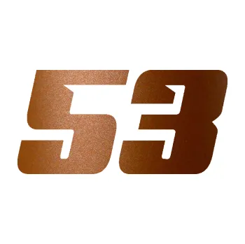 Polep vozidla Startovní číslo 53 typ 6 (44 - měděná metalíza) SAMOLEPKA NA AUTO, NÁLEPKA, FÓLIE, POLEP, TUNING, VLASTNÍ TEXT, TISK, AUTOSAMOLEPKY.cz, POLEPY, OBRÁZEK, LOGO, 3D STICKERS