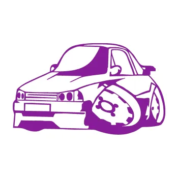 Polep vozidla SAMOLEPKA Škoda 120 karikatura levá (14 - fialová) NA AUTO, NÁLEPKA, FÓLIE, POLEP, TUNING, VLASTNÍ TEXT, TISK, AUTOSAMOLEPKY.cz, POLEPY, OBRÁZEK, LOGO, SAMOLEPKY