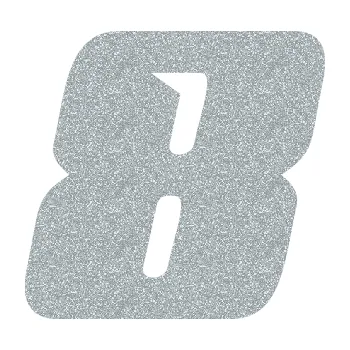 Polep vozidla Startovní číslo 8 typ 6 (91 - Ultra Metalic stříbrná metalíza) SAMOLEPKA NA AUTO, NÁLEPKA, FÓLIE, POLEP, TUNING, VLASTNÍ TEXT, TISK, AUTOSAMOLEPKY.cz, POLEPY, OBRÁZEK, LOGO, 3D STICKERS