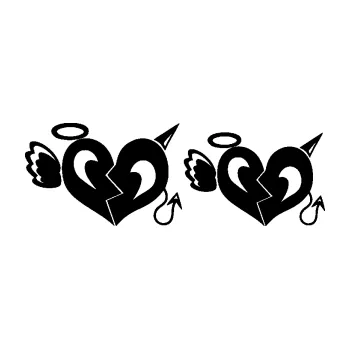 Samolepící dekorace SAMOLEPKA Srdce anděl s ďáblem (01 - černá) NA AUTO, NÁLEPKA, FÓLIE, POLEP, TUNING, VLASTNÍ TEXT, TISK, AUTOSAMOLEPKY.cz, POLEPY, OBRÁZEK, LOGO, SAMOLEPKY