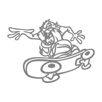 Samolepicí dekorace na vozidlo Tazman skate levá (17 - šedá) SAMOLEPKA NA AUTO, NÁLEPKA, FÓLIE, POLEP, TUNING, VLASTNÍ TEXT, TISK, AUTOSAMOLEPKY.cz, POLEPY, OBRÁZEK, LOGO, 3D STICKERS