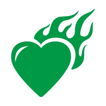 Samolepící dekorace Srdíčko 011 pravá s plamenem (12 - zelená) SAMOLEPKA NA AUTO, NÁLEPKA, FÓLIE, POLEP, TUNING, VLASTNÍ TEXT, TISK, AUTOSAMOLEPKY.cz, POLEPY, OBRÁZEK, LOGO, 3D STICKERS