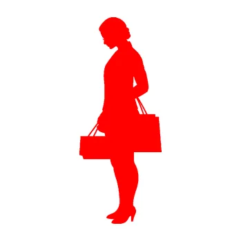 Autodoplněk Samolepka na auto Žena na nákupu 004 levá (74 - Fluorescentní červená) NÁLEPKA, FÓLIE, POLEPY, TUNING, VLASTNÍ TEXT, TISK, AUTOSAMOLEPKY.cz, SAMOLEPKY, OBRÁZEK, LOGO, VÝROBA, PRODEJ