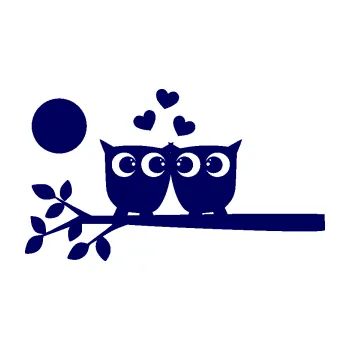 Samolepící dekorace SAMOLEPKA Zamilované sovy levá na větvičce (23 - tmavě modrá) NA AUTO, NÁLEPKA, FÓLIE, POLEP, TUNING, VLASTNÍ TEXT, TISK, AUTOSAMOLEPKY.cz, POLEPY, OBRÁZEK, LOGO, SAMOLEPKY