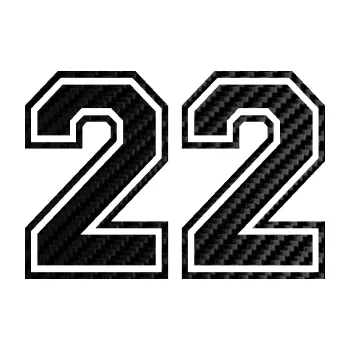 Polep vozidla SAMOLEPKA Startovní číslo 22 typ 4 (50 - 3D karbon černý) NA AUTO, NÁLEPKA, FÓLIE, POLEP, TUNING, VLASTNÍ TEXT, TISK, AUTOSAMOLEPKY.cz, POLEPY, OBRÁZEK, LOGO, SAMOLEPKY