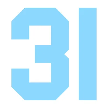 Polep vozidla SAMOLEPKA NA AUTO Startovní číslo 31 (03 - světle modrá) NÁLEPKA, FÓLIE, POLEP, TUNING, VLASTNÍ TEXT, TISK, AUTOSAMOLEPKY.cz, POLEPY, OBRÁZEK, LOGO, SAMOLEPKY