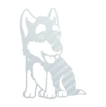 Polep vozidla SAMOLEPKA Pes 195 levá Husky štěňátko (51 - 3D karbon bílý) NA AUTO, NÁLEPKA, FÓLIE, POLEP, TUNING, VLASTNÍ TEXT, TISK, AUTOSAMOLEPKY.cz, POLEPY, OBRÁZEK, LOGO, SAMOLEPKY