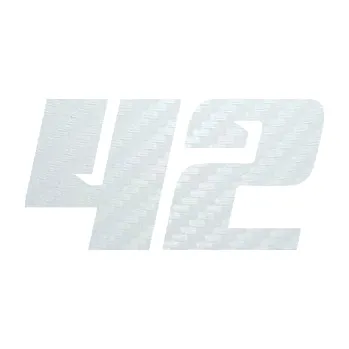 Polep vozidla SAMOLEPKA Startovní číslo 42 typ 6 (51 - 3D karbon bílý) NA AUTO, NÁLEPKA, FÓLIE, POLEP, TUNING, VLASTNÍ TEXT, TISK, AUTOSAMOLEPKY.cz, POLEPY, OBRÁZEK, LOGO, SAMOLEPKY
