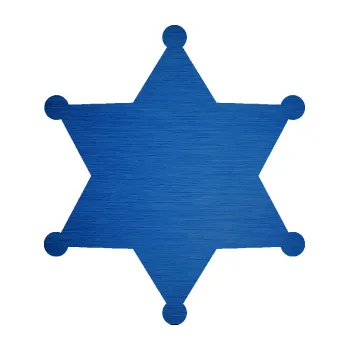 samolepka Sheriff 002 hvězda (65 - škrábaný kov modrý) SAMOLEPKA NA AUTO, NÁLEPKA, FÓLIE, POLEP, TUNING, VLASTNÍ TEXT, TISK, AUTOSAMOLEPKY.cz, POLEPY, OBRÁZEK, LOGO, 3D STICKERS