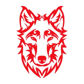 Polep vozidla SAMOLEPKA Vlk 024 (10 - červená) NA AUTO, NÁLEPKA, FÓLIE, POLEP, TUNING, VLASTNÍ TEXT, TISK, AUTOSAMOLEPKY.cz, POLEPY, OBRÁZEK, LOGO, SAMOLEPKY