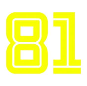 Polep vozidla Startovní číslo 81 typ 7 (70 - Fluorescentní žlutá) SAMOLEPKA NA AUTO, NÁLEPKA, FÓLIE, POLEP, TUNING, VLASTNÍ TEXT, TISK, AUTOSAMOLEPKY.cz, POLEPY, OBRÁZEK, LOGO, 3D STICKERS