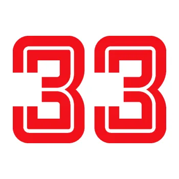 Polep vozidla SAMOLEPKA Startovní číslo 33 typ 7 (10 - červená) NA AUTO, NÁLEPKA, FÓLIE, POLEP, TUNING, VLASTNÍ TEXT, TISK, AUTOSAMOLEPKY.cz, POLEPY, OBRÁZEK, LOGO, SAMOLEPKY