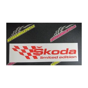 Polep vozidla SAMOLEPKA Škoda limited edition levá (10 - červená) NA AUTO, NÁLEPKA, FÓLIE, POLEP, TUNING, VLASTNÍ TEXT, TISK, AUTOSAMOLEPKY.cz, POLEPY, OBRÁZEK, LOGO, SAMOLEPKY