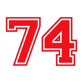 Polep vozidla SAMOLEPKA Startovní číslo 74 typ 4 (10 - červená) NA AUTO, NÁLEPKA, FÓLIE, POLEP, TUNING, VLASTNÍ TEXT, TISK, AUTOSAMOLEPKY.cz, POLEPY, OBRÁZEK, LOGO, SAMOLEPKY