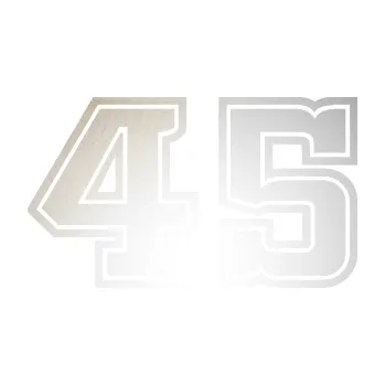 Polep vozidla SAMOLEPKA Startovní číslo 45 typ 5 (82 - odrazková reflexní bílá) NA AUTO, NÁLEPKA, FÓLIE, POLEP, TUNING, VLASTNÍ TEXT, TISK, AUTOSAMOLEPKY.cz, POLEPY, OBRÁZEK, LOGO, SAMOLEPKY