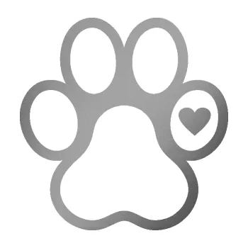 samolepka Tlapka 011 pravá se srdíčkem (42 - stříbrná metalíza) SAMOLEPKA NA AUTO, NÁLEPKA, FÓLIE, POLEP, TUNING, VLASTNÍ TEXT, TISK, AUTOSAMOLEPKY.cz, POLEPY, OBRÁZEK, LOGO, 3D STICKERS