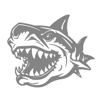 Samolepicí dekorace na vozidlo Žralok 021 levá (17 - šedá) SAMOLEPKA NA AUTO, NÁLEPKA, FÓLIE, POLEP, TUNING, VLASTNÍ TEXT, TISK, AUTOSAMOLEPKY.cz, POLEPY, OBRÁZEK, LOGO, 3D STICKERS