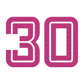 Polep vozidla Startovní číslo 30 typ 7 (90 - Ultra Metalic růžová) SAMOLEPKA NA AUTO, NÁLEPKA, FÓLIE, POLEP, TUNING, VLASTNÍ TEXT, TISK, AUTOSAMOLEPKY.cz, POLEPY, OBRÁZEK, LOGO, 3D STICKERS