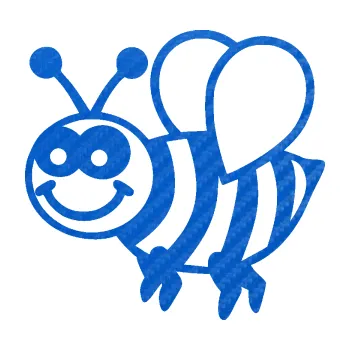 Samolepící dekorace SAMOLEPKA Včela 003 levá happy (57 - 3D karbon modrý) NA AUTO, NÁLEPKA, FÓLIE, POLEP, TUNING, VLASTNÍ TEXT, TISK, AUTOSAMOLEPKY.cz, POLEPY, OBRÁZEK, LOGO, SAMOLEPKY