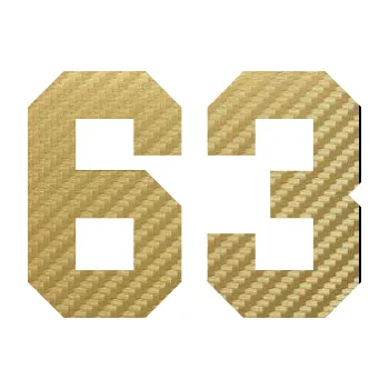 Polep vozidla Startovní číslo 63 (59 - 3D karbon zlatý) SAMOLEPKA NA AUTO, NÁLEPKA, FÓLIE, POLEP, TUNING, VLASTNÍ TEXT, TISK, AUTOSAMOLEPKY.cz, POLEPY, OBRÁZEK, LOGO, 3D STICKERS
