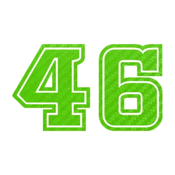 Polep vozidla Startovní číslo 46 typ 5 (58 - 3D karbon zelený kawasaki) SAMOLEPKA NA AUTO, NÁLEPKA, FÓLIE, POLEP, TUNING, VLASTNÍ TEXT, TISK, AUTOSAMOLEPKY.cz, POLEPY, OBRÁZEK, LOGO, 3D STICKERS