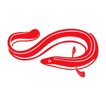 Polep vozidla SAMOLEPKA Úhoř 001 levá (10 - červená) NA AUTO, NÁLEPKA, FÓLIE, POLEP, TUNING, VLASTNÍ TEXT, TISK, AUTOSAMOLEPKY.cz, POLEPY, OBRÁZEK, LOGO, SAMOLEPKY