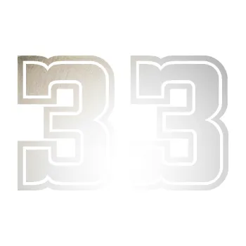 Polep vozidla SAMOLEPKA Startovní číslo 33 typ 5 (82 - odrazková reflexní bílá) NA AUTO, NÁLEPKA, FÓLIE, POLEP, TUNING, VLASTNÍ TEXT, TISK, AUTOSAMOLEPKY.cz, POLEPY, OBRÁZEK, LOGO, SAMOLEPKY