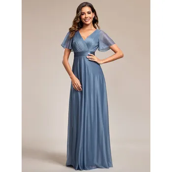 Dámské šaty Třpytivé maxi šaty s obálkovým výstřihem Barva: Mořská, Velikost: 9XL