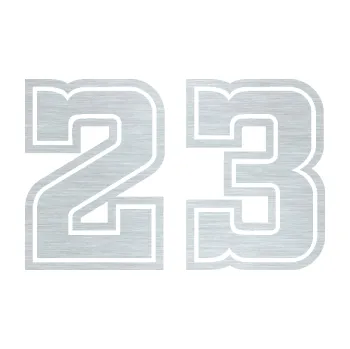 Polep vozidla Startovní číslo 23 typ 5 (61 - škrábaný hliník) SAMOLEPKA NA AUTO, NÁLEPKA, FÓLIE, POLEP, TUNING, VLASTNÍ TEXT, TISK, AUTOSAMOLEPKY.cz, POLEPY, OBRÁZEK, LOGO, 3D STICKERS