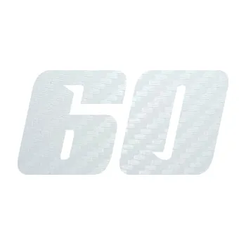 Polep vozidla SAMOLEPKA Startovní číslo 60 typ 6 (51 - 3D karbon bílý) NA AUTO, NÁLEPKA, FÓLIE, POLEP, TUNING, VLASTNÍ TEXT, TISK, AUTOSAMOLEPKY.cz, POLEPY, OBRÁZEK, LOGO, SAMOLEPKY