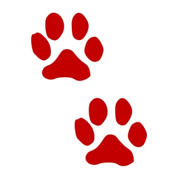 samolepka Tlapky 001 (18 - tmavě červená) SAMOLEPKA NA AUTO, NÁLEPKA, FÓLIE, POLEP, TUNING, VLASTNÍ TEXT, TISK, AUTOSAMOLEPKY.cz, POLEPY, OBRÁZEK, LOGO, 3D STICKERS