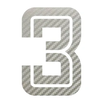 Polep vozidla Startovní číslo 3 typ 7 (52 - 3D karbon stříbrný) SAMOLEPKA NA AUTO, NÁLEPKA, FÓLIE, POLEP, TUNING, VLASTNÍ TEXT, TISK, AUTOSAMOLEPKY.cz, POLEPY, OBRÁZEK, LOGO, 3D STICKERS